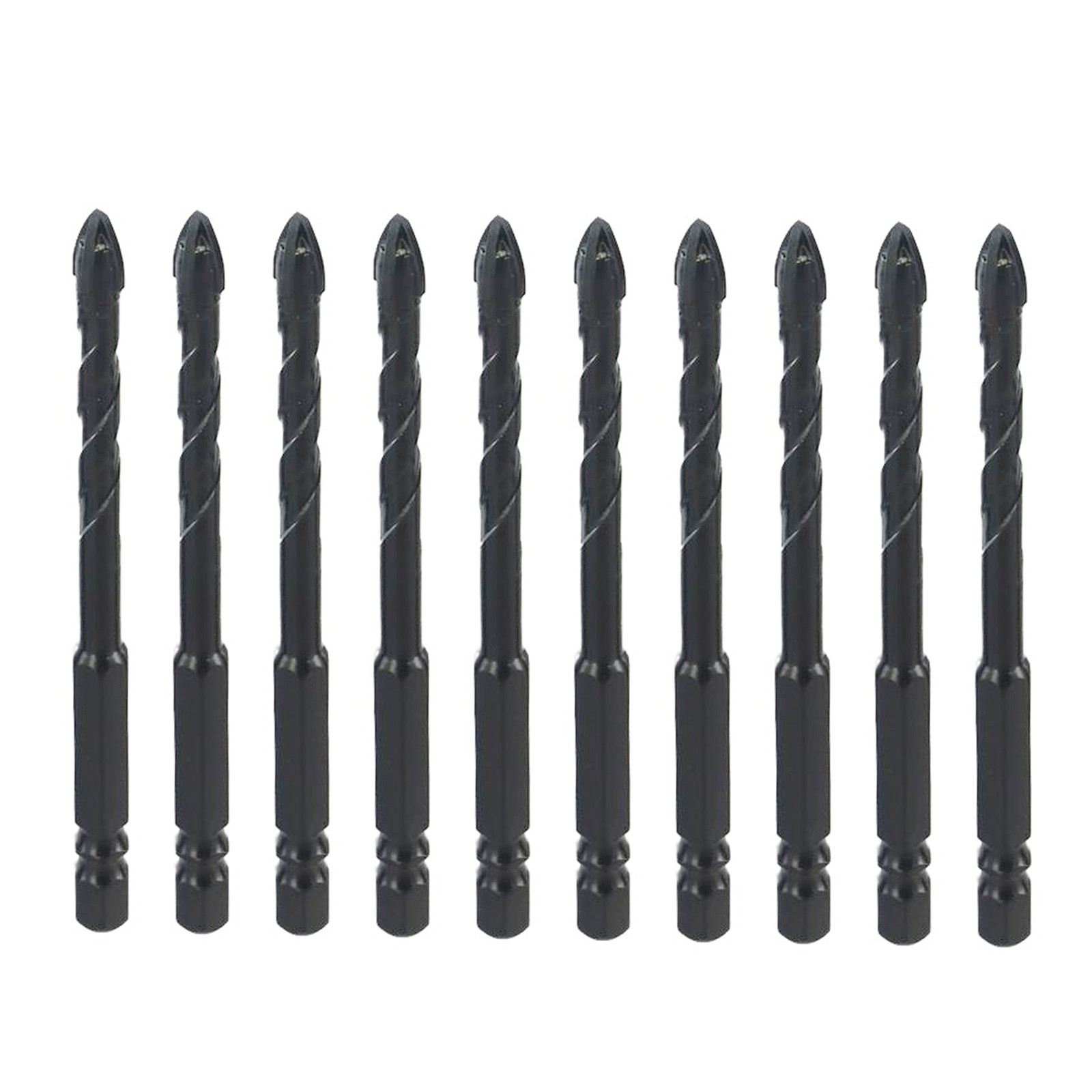 10Pcs 6mm Tile Drill Bit Glass Ceramic Hex Shank Cross Head for Tile Brick