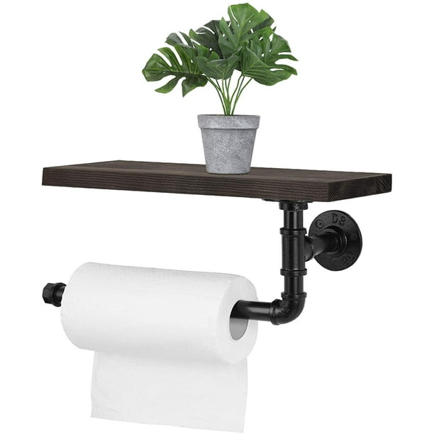 Wall Mounted Paper Towel Holder Dispenser Industrial Pipe Vintage Black Com - Best Paper Towel Dispenser For Bathroom