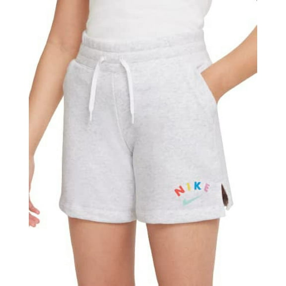 Nike Girls Sportswear Terry Fleece Shorts Heather Gray Large DD2332-051