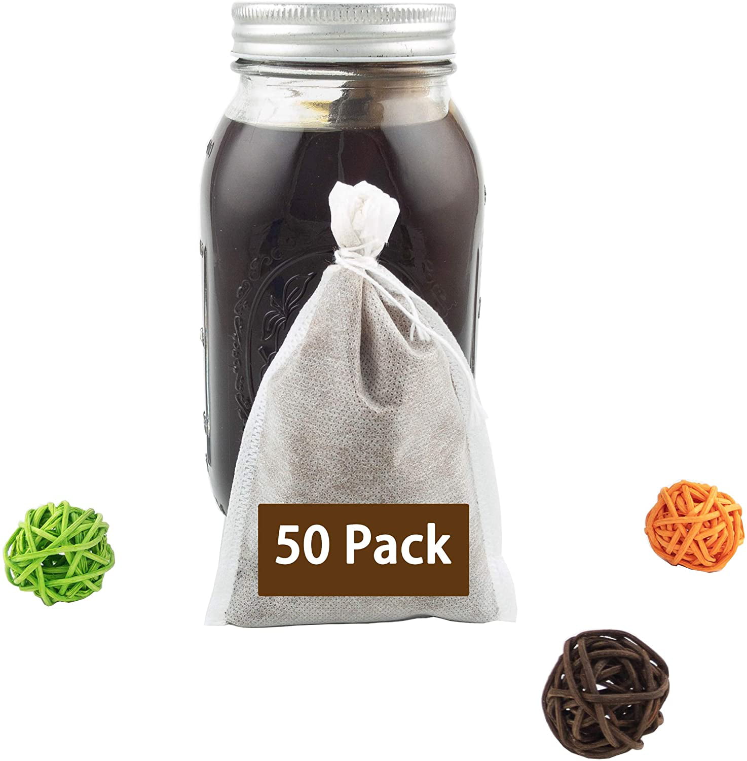 50Pack Disposable Cold Brew Coffee Filter Tea Filters Fine Mesh Brewing Bags