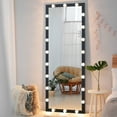 thumbnail image 4 of ANYHI Oversized Floor Mirror,Long Mirror, Big Mirror, Full-Length Mirror with Lights, 63" x 23.6" LED Floor Mirror, Lighted Vanity Full Body Mirror, (Black), 4 of 16