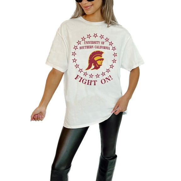 Women's Gameday Couture White USC Trojans On Point Oversized T-Shirt