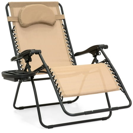 Best Outdoor Chairs Best Choice Products Oversized Zero Gravity Outdoor Reclining Lounge Patio Chair w/ Cup Holder - Tan ()
