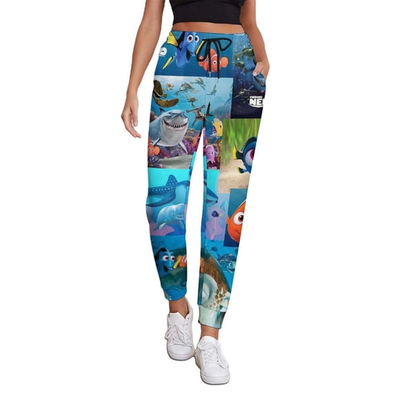 Finding Nemo Women's Sweatpants Graphic Print High Waist Casual Joggers Workout Pants Lounge Bottom Pant with Pockets