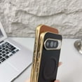 thumbnail image 5 of Magnetic For Google Pixel 8 Phone Case,Compatible with Mag-safe,Luxury Golden Electroplated Bumper Design,PU Leather Back Shcokproof Anti-fall Ultra Slim Rugged Phone Case,Pink, 5 of 8