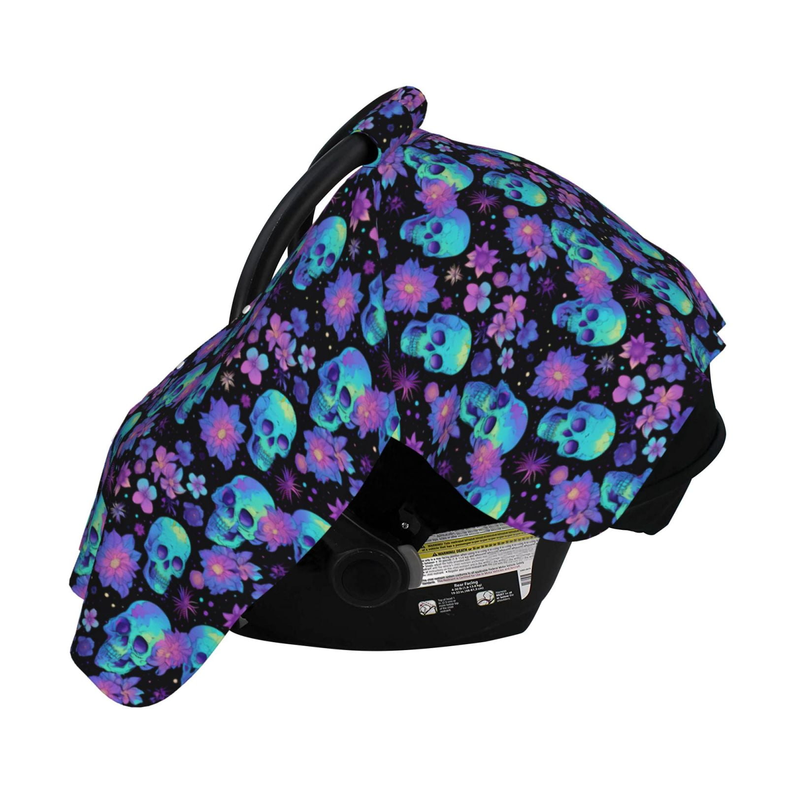 Naloa purple flower blue Skull Baby Car Seat Cover, Breathable Baby Carrier Cover, Multiuse Baby Carrier Cover & Nursing Breastfeeding Cover