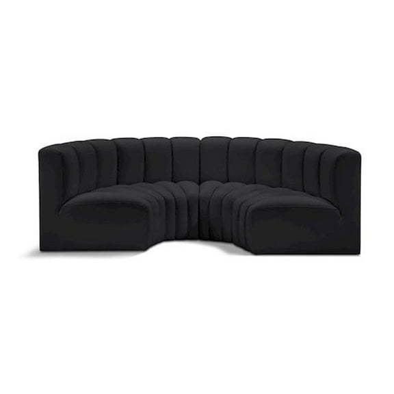 Meridian Furniture Arc Black Vegan Leather Modular Sectional