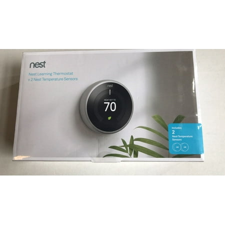 Nest Smart Learning Wi-Fi Programmable Thermostat, 3rd Gen, Stainless Steel w/ Temperature Sensor