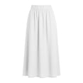 thumbnail image 7 of QATAINLAV Womens Elegant High Waisted Linen Midi Skirt Lightweight Summer Swing A-Line Wrap Business Casual Skirts White XL, 7 of 7