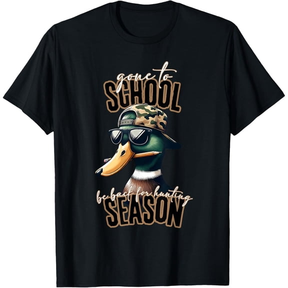 Velto Gone to School Be Back for Hunting Season Camo Mallard Duck T-Shirt All Size S-5XL