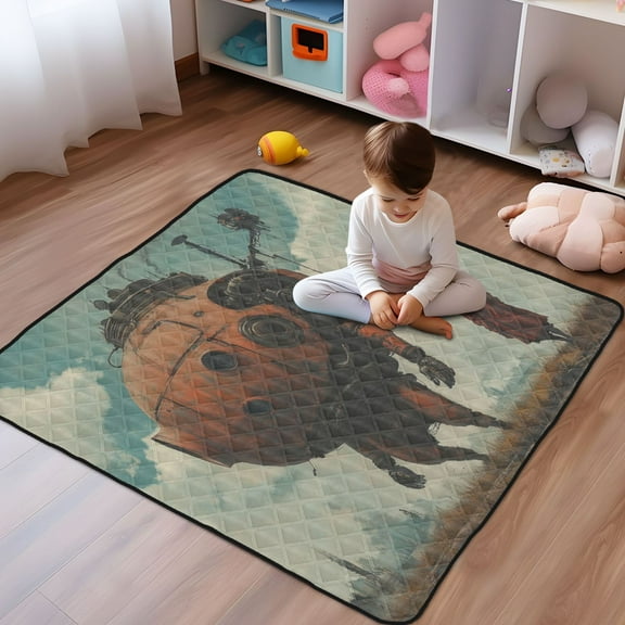 WOBOGO Moving Machine Head Baby Playmats Extra Large Waterproof Rollable Activity Pads for Toddlers 50×50inch