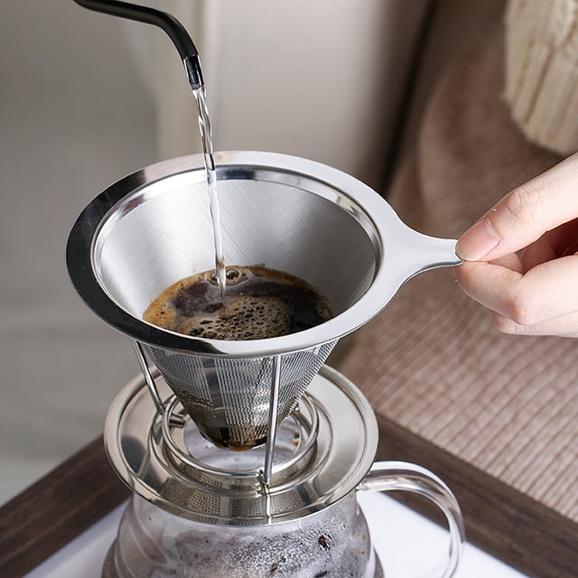 Lubelski Coffee Filter 304 Stainless Steel Double Layer Fine Mesh Paperless Reusable Pour Over Coffee Dripper Cone Strainer Funnel Coffee Maker Accessories