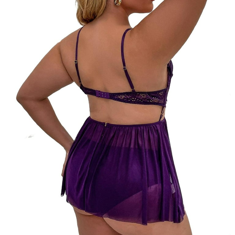 Babydolls Violet Purple Plus Size Sexy Lingerie (Women's) 