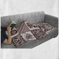 thumbnail image 5 of Kokopelli Soft Flannel Fleece Throw Blanket, Patchwork Style Frog Hand Chameleon Shepherds Prehistoric Pattern, Cozy Plush for Indoor and Outdoor Use, 60" x 80", Rose Pale Maroon, by Ambesonne, 5 of 5
