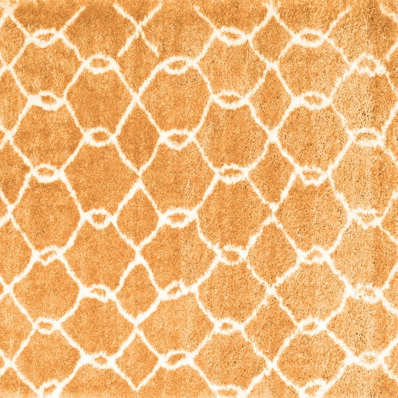 Ahgly Company Indoor Square Trellis Orange Modern Area Rugs, 7' Square