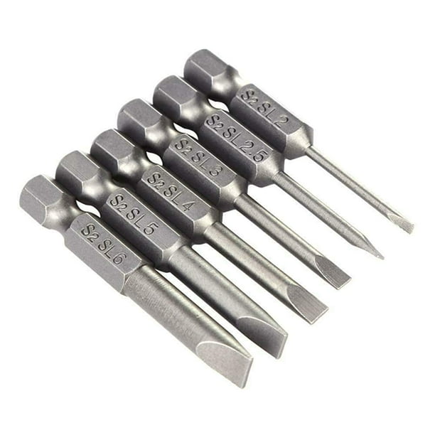 Slotted Screwdriver Bits 6pcs 2 6mm Flat Head Screwdriver Bits S2
