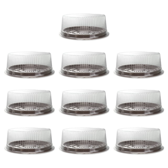 10 cajas de plástico desechables transparentes para pasteles de 8 pulgadas, para pastel de luna de hojaldre.