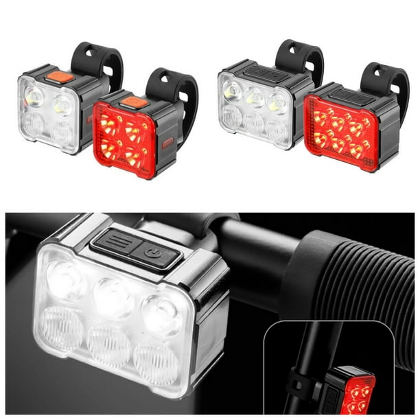 Juego de faros y luces traseras para bicicleta - Luces LED de carga rápida, 180LM delantero y 25LM detrás, modos de luces 8+12, montaje sin herramientas para rutas nocturnas