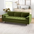 thumbnail image 3 of Jax 87" Mid Century Velvet Sofa Couch, Modern 3 Seater Sofa with 2 Bolster Pillows, Tufted Sofa Pillow Back for Living Room Bedroom Apartment Dorm Office, in Green Pistachio, 3 of 5