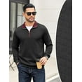 thumbnail image 3 of COOFANDY Mens Quarter Zip Pullover Mock Neck Quilted Sweatshirt Casual Long Sleeve Polo Sweater, 3 of 10