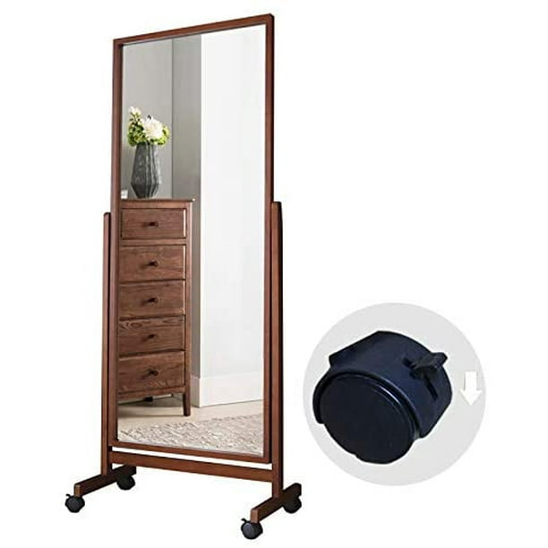 65 X 20 Standing Full Length Mirror On Roller Wheels Framed Swivel Adjustable Floor Dressing With Stand Brown Finish Com 65 X 20 Standing Full Length Mirror, Full Length Mirror With Storage Nz