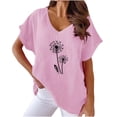 thumbnail image 2 of Shorts pour Femmes, Hauts à Manches Courtes pour Femmes, T-Shirt Décontracté à Manches Courtes Imprimé Col en V, 2 of 4
