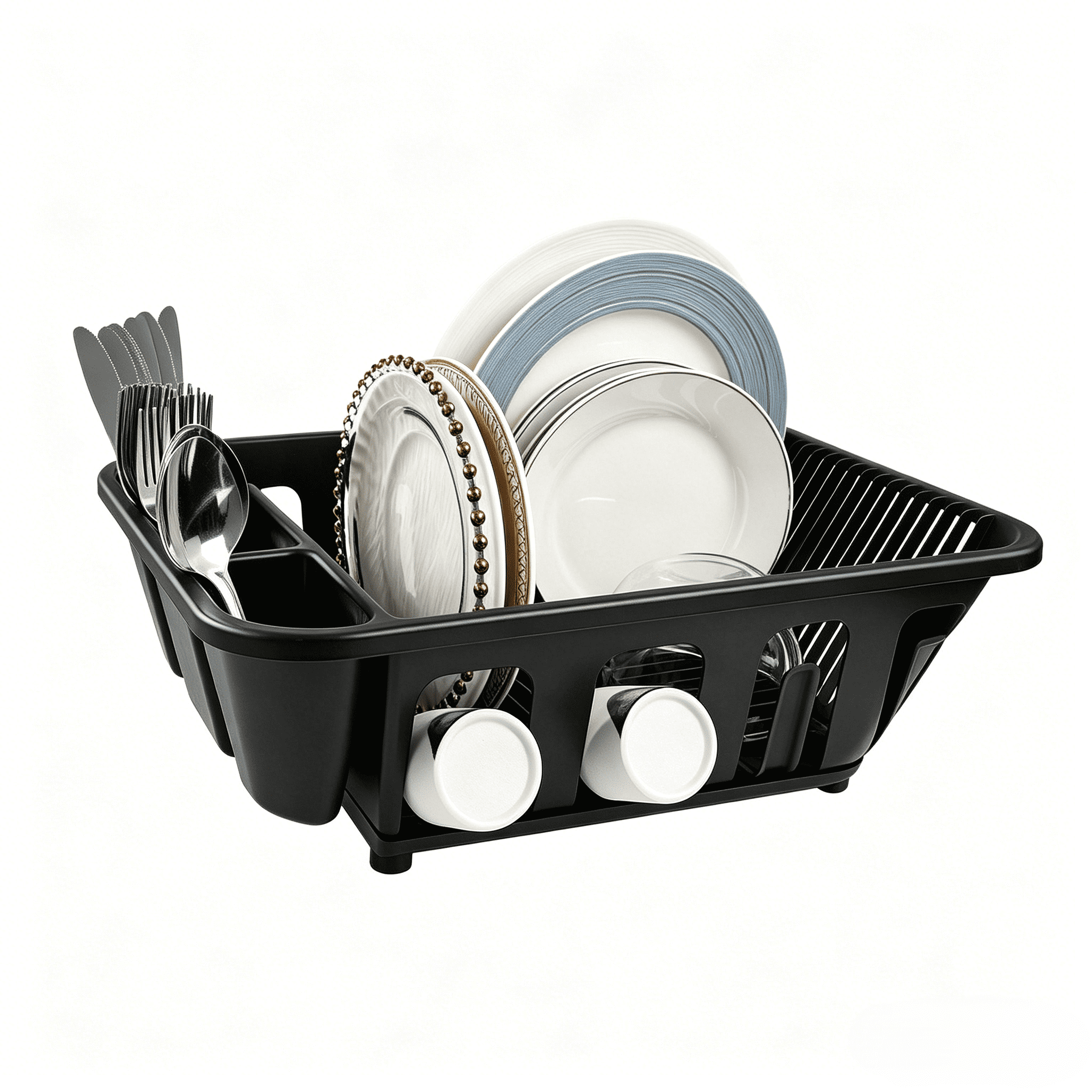 Koomade 2 Pack Dish Drainer, Large Capacity Sink Organization for Kitchen, Countertop Dish Drainer Rack for Plates, Cups, Black