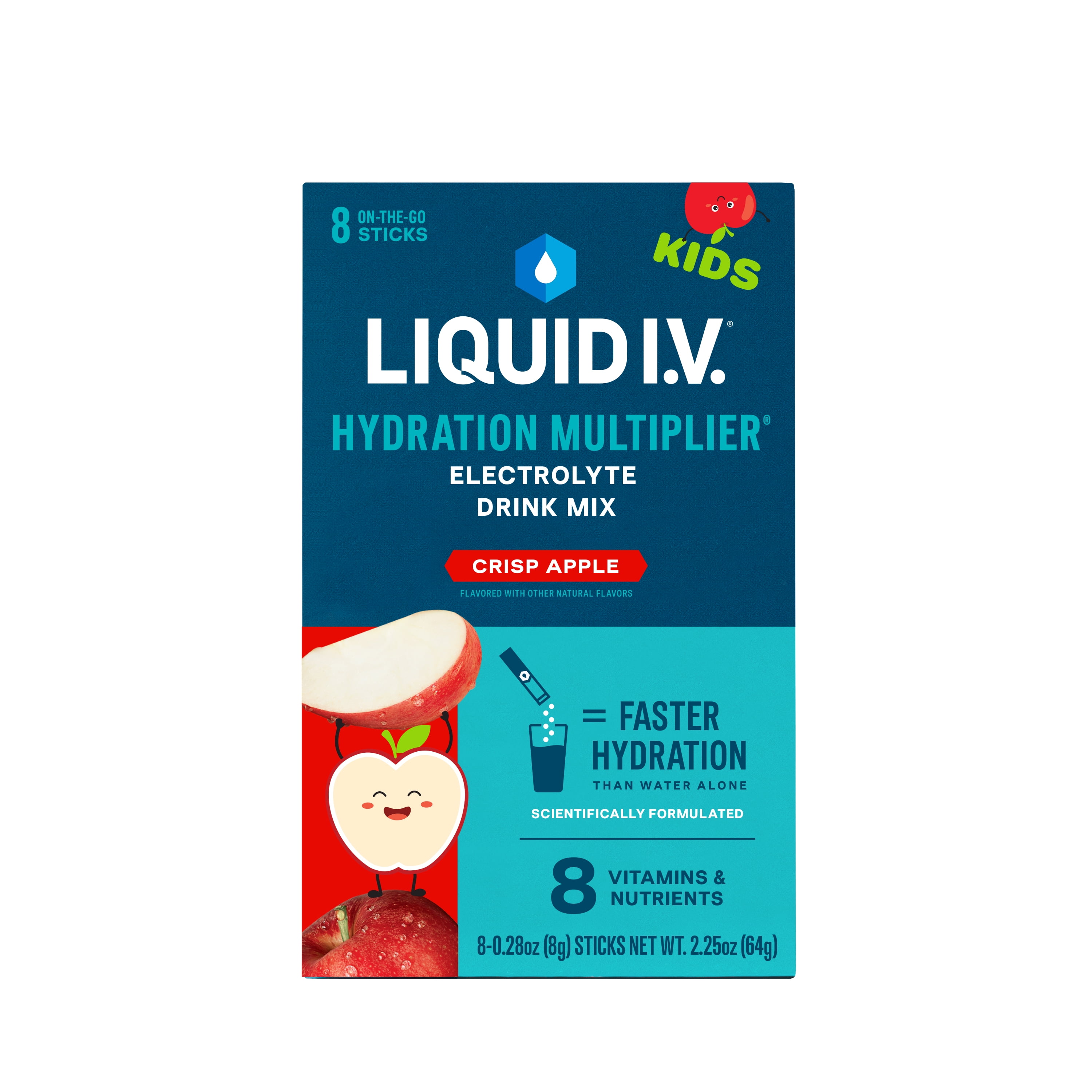 Liquid I.V.® Crisp Apple Hydration Multiplier® for Kids Powdered Electrolyte Drink Mix, 8 Count Packets
