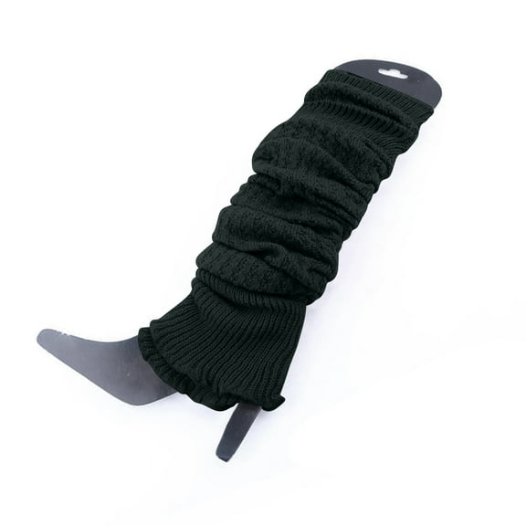 AINIYS Women's Ribbed Knit Leg Warmers Boot Long Socks Solid Color Knee High Knitted Leg Warmers Black Free Size