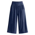 thumbnail image 3 of TRUBKH Shorts for Women Casual Elastic Waist Loose Fit Shorts Active Wear Solid Color Shorts Women Gym Shorts 5-point Pants Womens Athletic Shorts Running Shorts Wide Leg Opening Blue S, 3 of 5