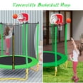 thumbnail image 5 of JAMPOOCA 65" Round Trampoline, 5.5FT Indoor Mini Toddler Trampoline with Enclosure, Basketball Hoop and Ball, Outdoor Recreational Trampolines for Kids, Grass Green, 5 of 7