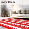 thumbnail image 2 of ODIKA 6'x9' Machine Washable Non-Slip Area Rug, Vintage Cane Stripe with Ribbon Bow Details High Traffic Rug, Red, 507781, 2 of 7