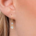 thumbnail image 3 of Gem Stone King 14K Yellow Gold White Moissanite and Lab Grown Diamond Dangle Earrings for Women | 0.59 Cttw | Gemstone Birthstone | Round 4MM, 3 of 6