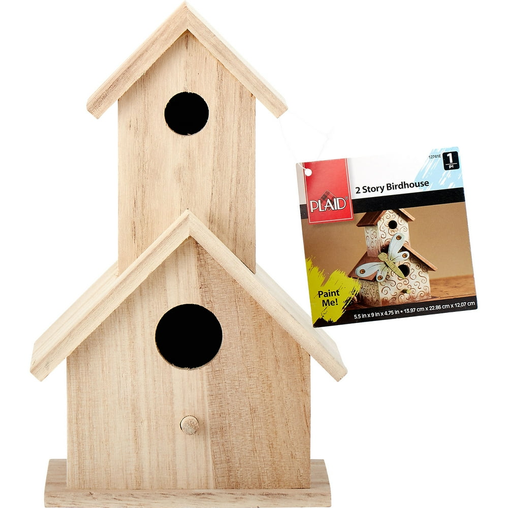 Plaid 12741E Unpainted Wood Surfaces, 2Story Birdhouse, 1 Piece, 5.5