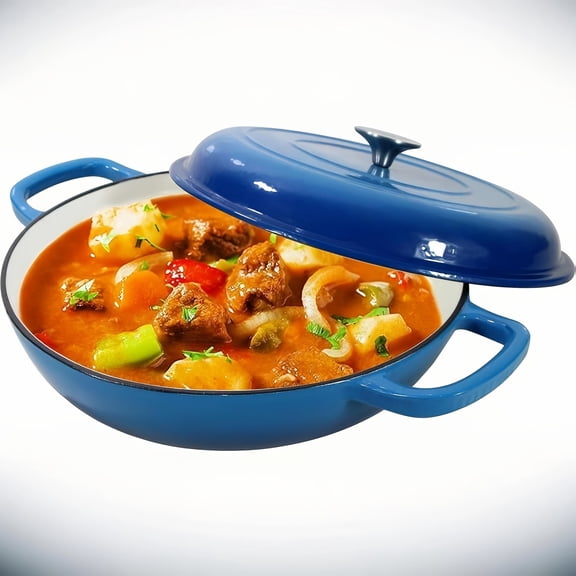 Enameled Cast Iron Dutch Oven with Lid, Heavy Duty Porcelain Cast Iron Braiser Pot with Dual Handles for Kitchen Cooking, Family & Friends Gift