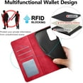 thumbnail image 3 of Premium PU Leather Flip Folio Case for Xiaomi 11T/11T Pro, Magnetic Closure Protective Case Kickstand Card Cash Slot Shockproof Durable Wallet Cover Soft TPU Inner Phone Case - Red, 3 of 16