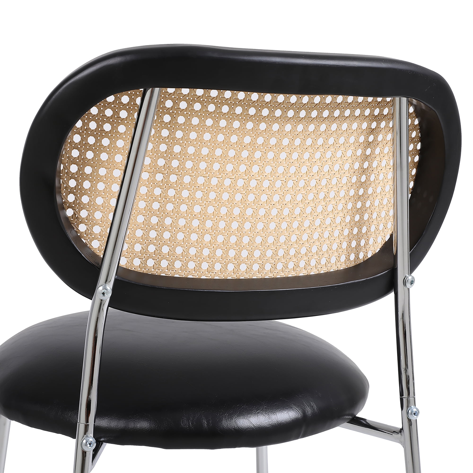 Kadyn Dining Chair Set of 2, Upholstered Kitchen Chairs with Rattan Backrest for Living Room, Black Kadyn Dining Chair Set of 2, Upholstered Kitchen Chairs with Rattan Backrest for Living Room, Black