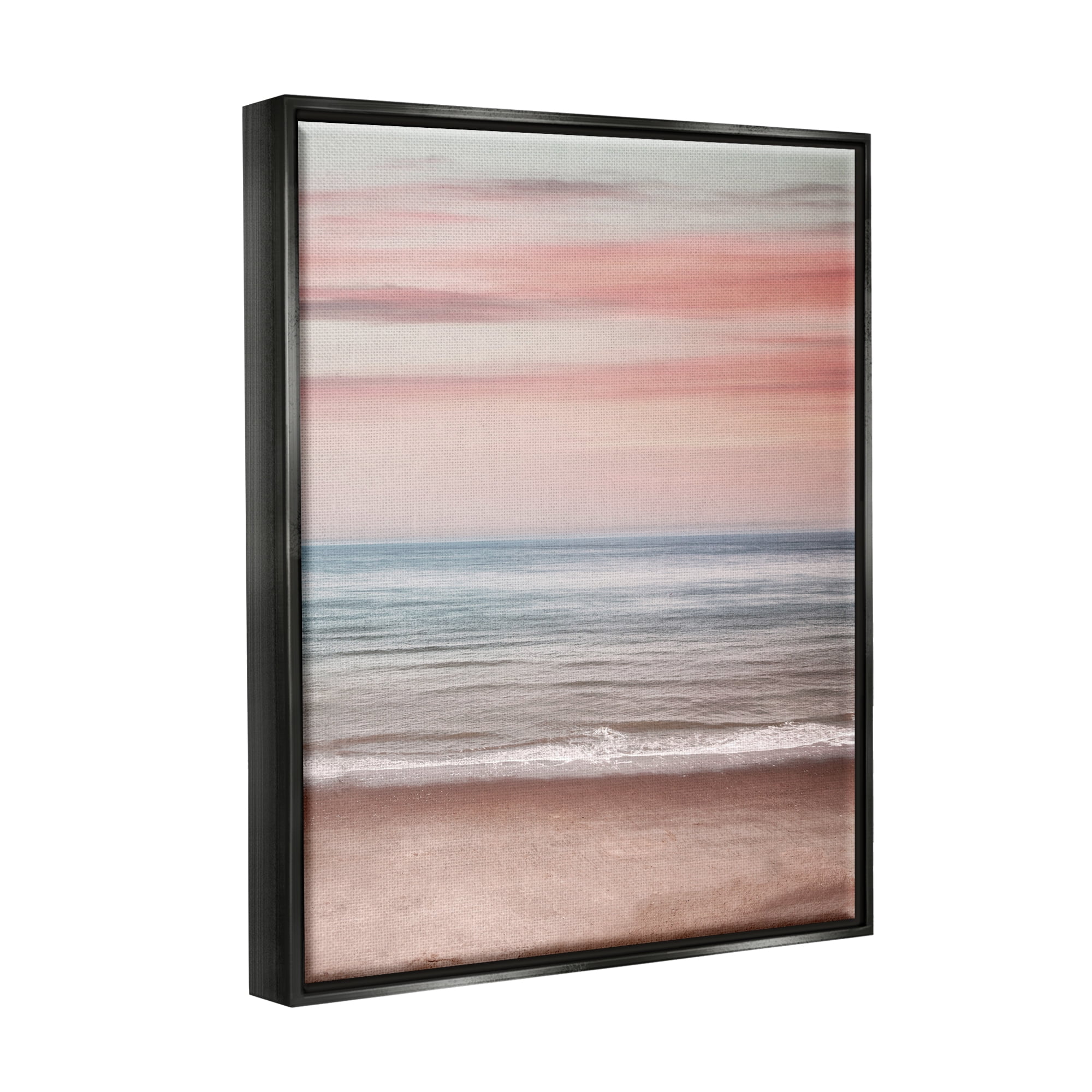 Stupell Industries Pastel Shore Sunset Landscape Painting Black Floater Framed Canvas Art Print Wall Art, 17 x 21