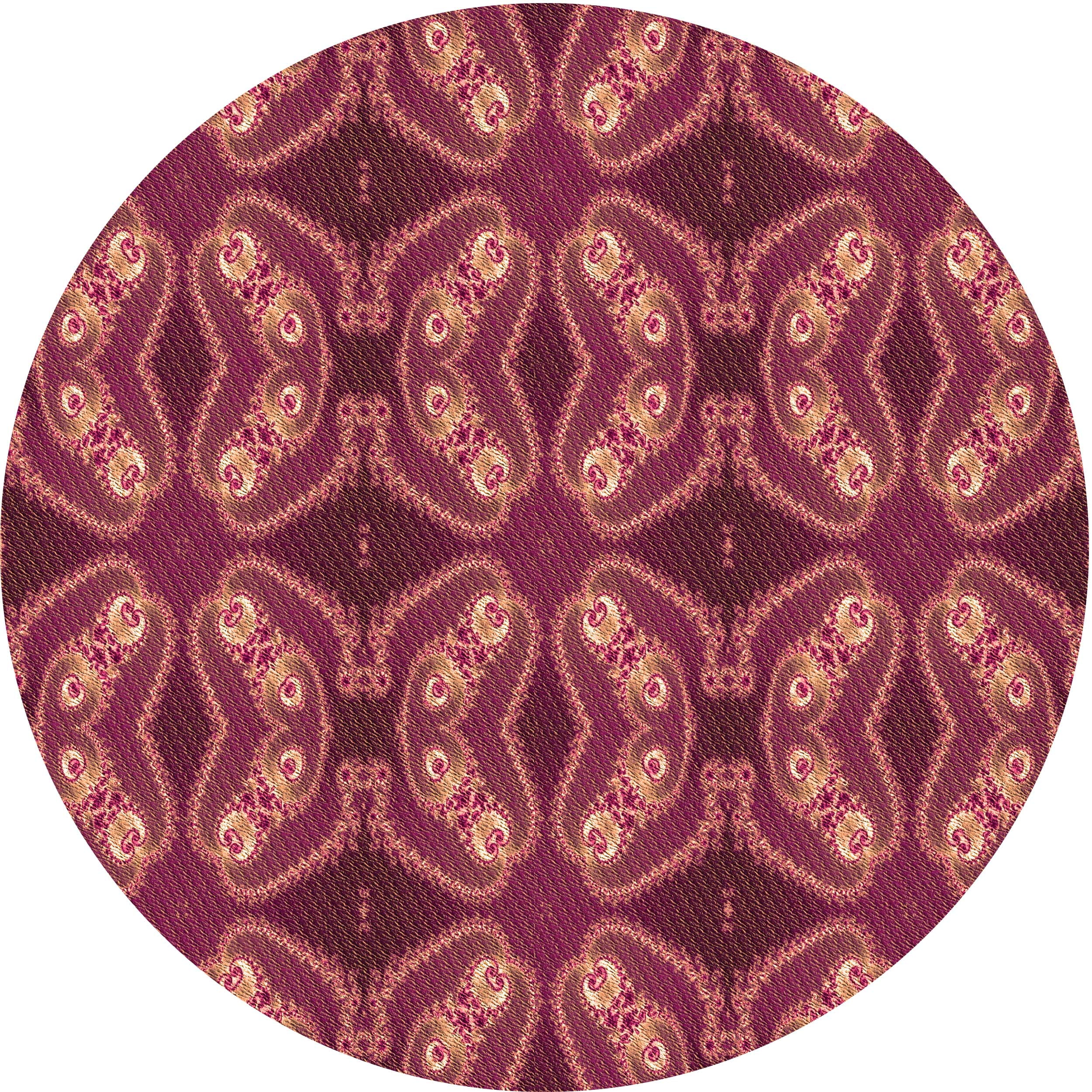 Ahgly Company Indoor Round Patterned Shocking Orange Area Rugs, 6 ...