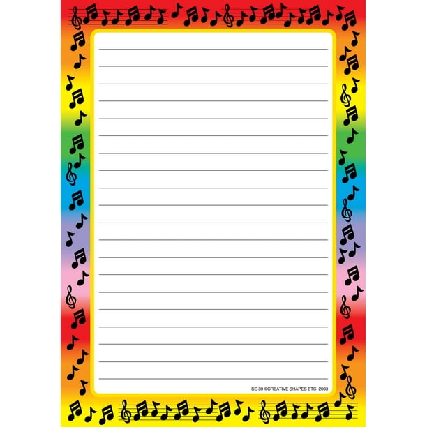 Large Notepad Music Border / Lined