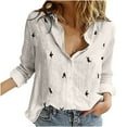 thumbnail image 1 of OAVQHLG3B Women Summer 3/4 Sleeve Tops, Trendy Button Down V-Neck Tunic Shirt Spring Autumn Floral Loose Fit Casual Blouse, 1 of 6