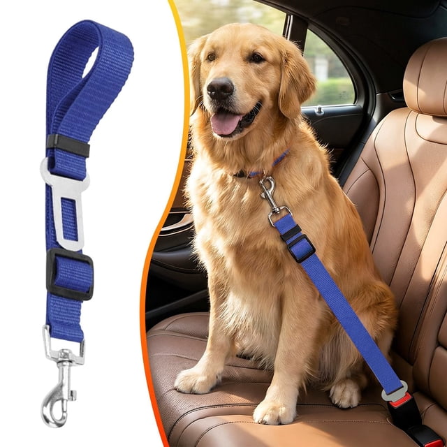 Pet Safety Harness & Rope in Blue, 66x2 Adjustable Car Seat Belt for Dogs, Travel Safety & Traction, 1 Safety Rope for Xinyat