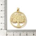thumbnail image 3 of 10pcs Rack Plating Brass with Cubic Zirconia Pendants Long-Lasting Plated Lead Free & Cadmium Free Tree of Life Charms Real 18K golden Plated 28x25x2mm Hole: 4x3.5mm, 3 of 3