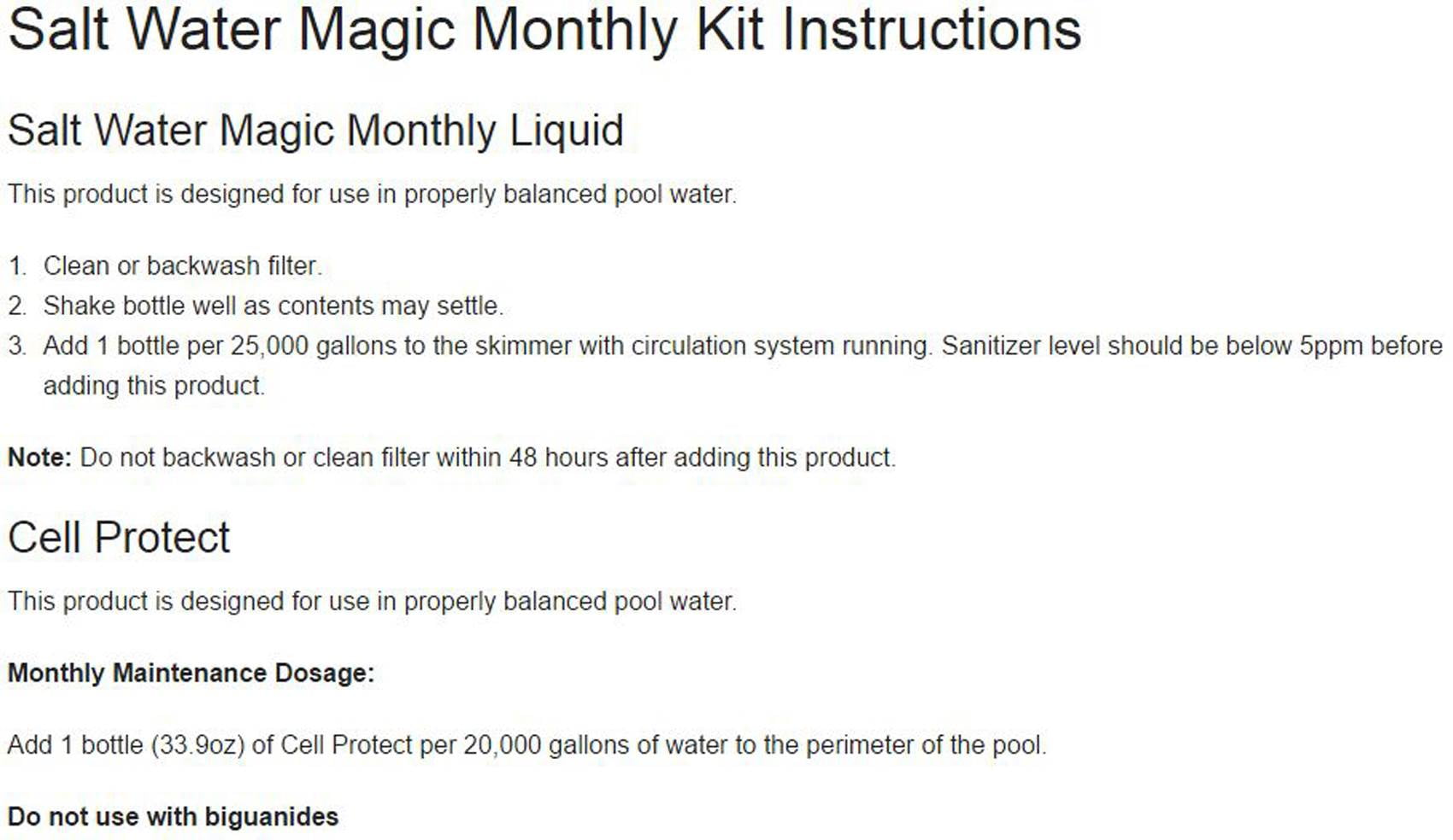 Natural Chemistry 07404 Spa Swimming Pool Salt Water Magic Monthly Chemical Kit