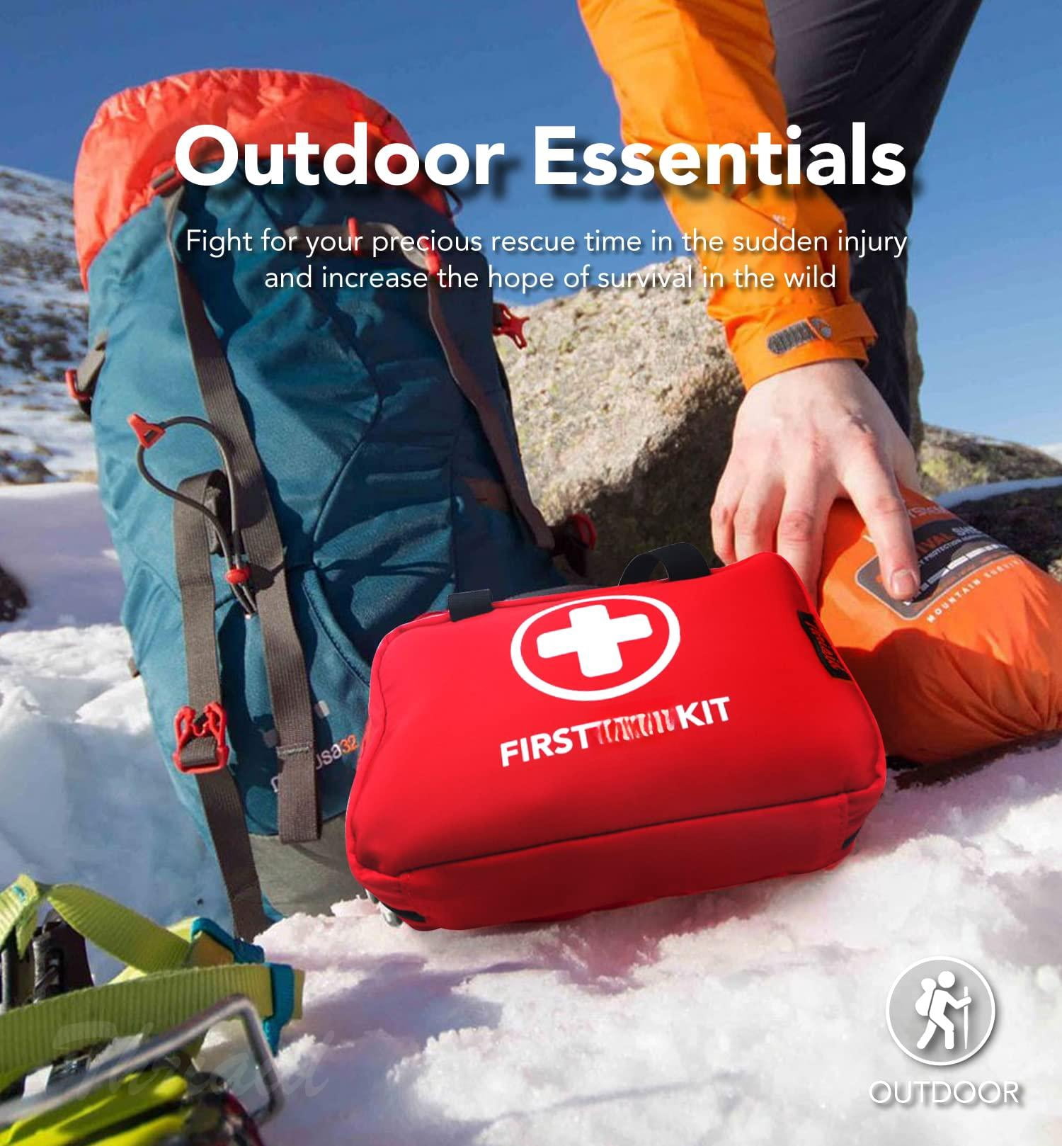 330 Piece First Aid Kit  Waterproof Compact Trauma Kits For Any Emergencies Ideal Home Office Car Travel Outdoor Camping Hiking Boating (red)