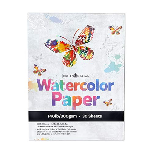 Watercolor Paper Pad 140lb/300gsm Bright White 30 Sheets (9x12