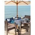 thumbnail image 3 of Outdoor Tablecloth with Umbrella Hole for Patio/Picnic/Party/Camping, Navy Blue Turtle Coastal Waterproof Table Cloth Square Cover Washable, Nautical Summer Beach Coral Jellyfish (54"x 54"), 3 of 8