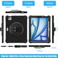 thumbnail image 2 of for iPad Air 11" 2025/2024 Case, Durable Protection Case with Rotate Stand, Portable Hand Strap & Shoulder Strap Pencil Holder, Case for iPad Pro 11" 2022/2021/2020/2018/iPad Air 5th/4th, Black, 2 of 18