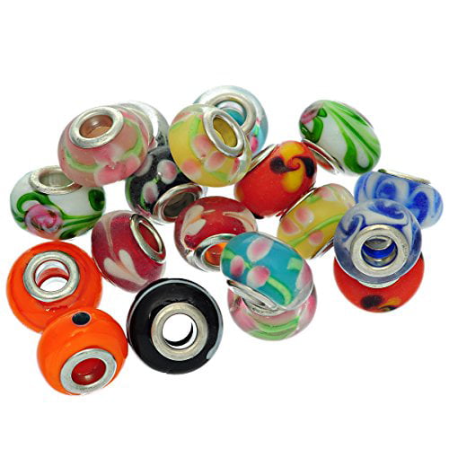 50pcs Colorful murano Charm beads Fit DIY European Bracelet Jewelry beaded A50 