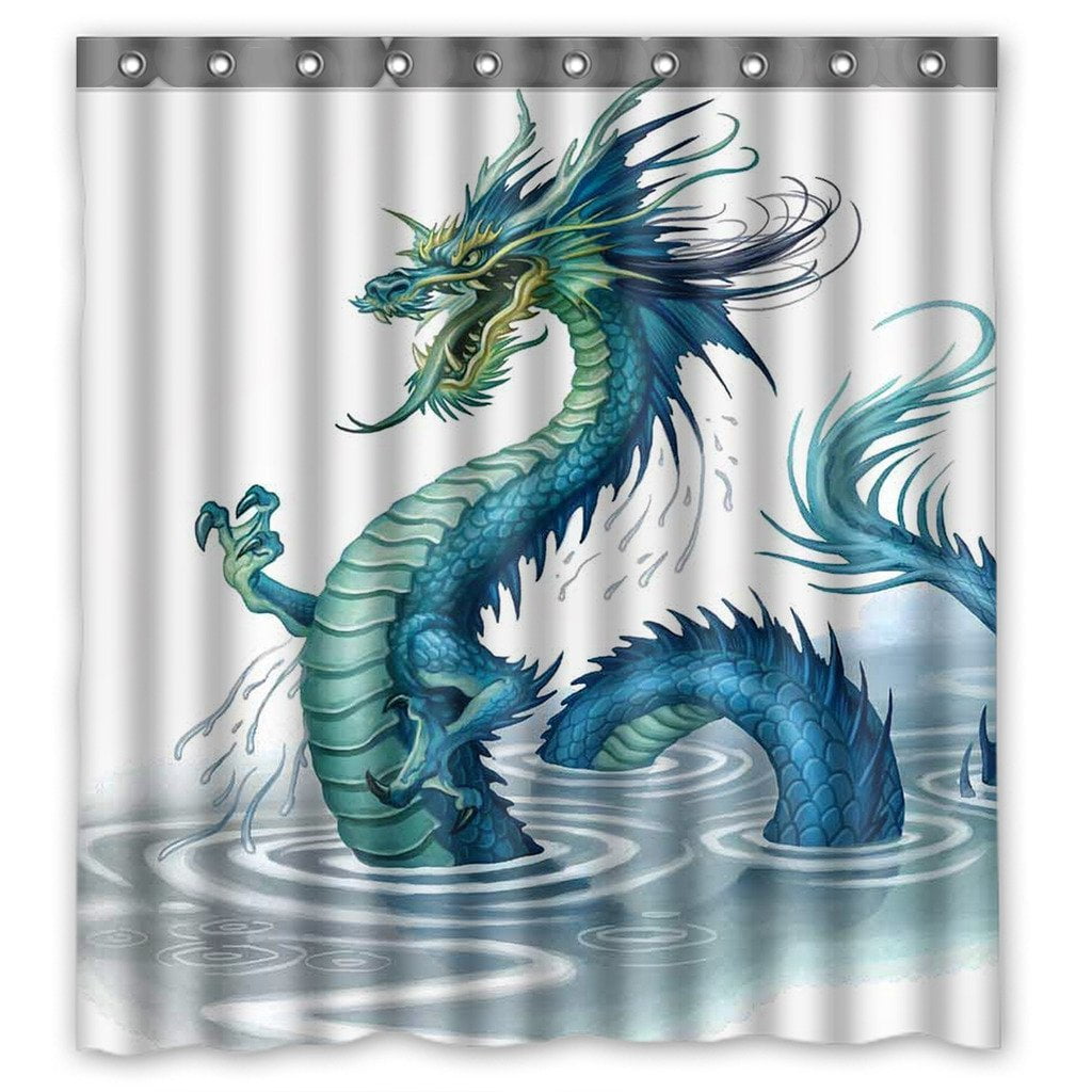 GCKG Art Dragon Bathroom Shower Curtain, Shower Rings Included 100%